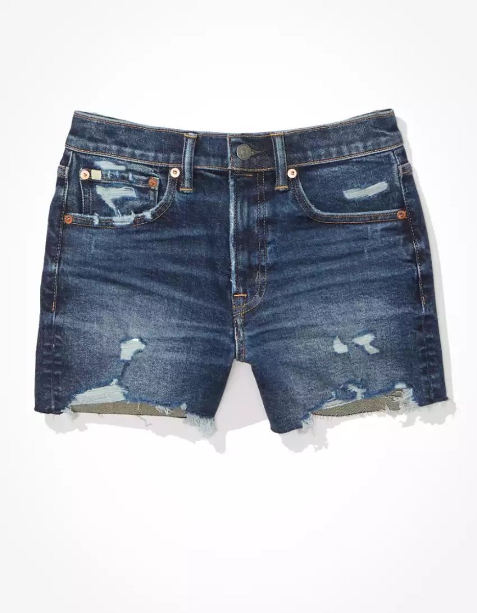 Shorts American Eagle AE77 Denim Mom Indigo Foncé Lavage Femme | UJW-87537899